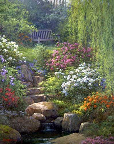 Painting Code#40266-Little Pond in Garden