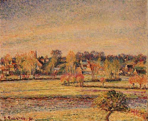 Painting Code#40273-Pissarro, Camille - Frost, View from Bazincourt
