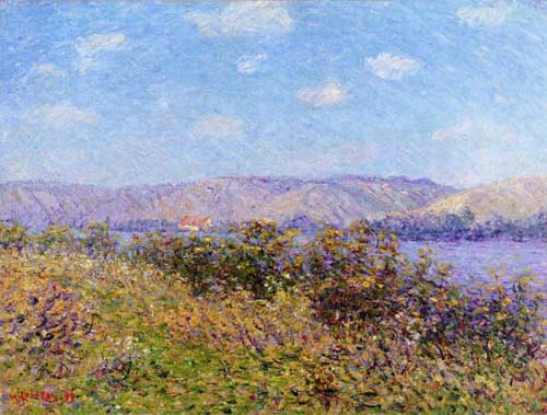 Painting Code#40280-Gustave Loiseau - Banks of the Seine in Summer, Tournedos-sur-Seine