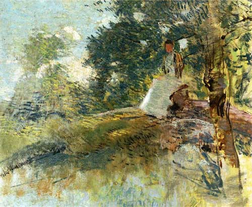 Painting Code#40302-Julian Alden Weir - Landscape with Seated Figures