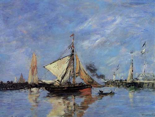 Painting Code#40308-Eugene-Louis Boudin - Trouville, the Jettys, High Tide
