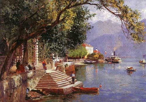 Painting Code#40346-Woodward, John Douglas (USA): Villa Carlotta- Lake Como