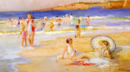 Painting Code#40391-Dupuy, Paul Michel(France): Beach At Biarritz