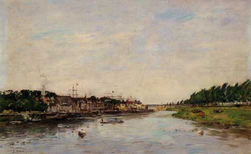 Painting Code#40402-Eugene-Louis Boudin - Entrance to the Port of Saint-Valery-sur-Somme