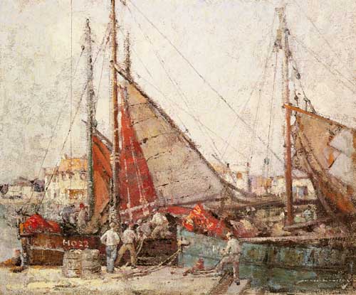 Painting Code#40430-Lee-Hankey, William(UK): Fishing Boats, Honfleur