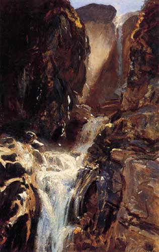 Painting Code#40462-Sargent, John Singer(USA): A Waterfall
