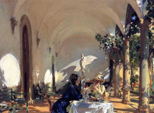 Painting Code#40463-Sargent, John Singer(USA): Breakfast in the Loggia