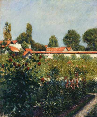 Painting Code#40594-Gustave Caillebotte - The Garden of Petit Gennevillers, the Pink Roofs