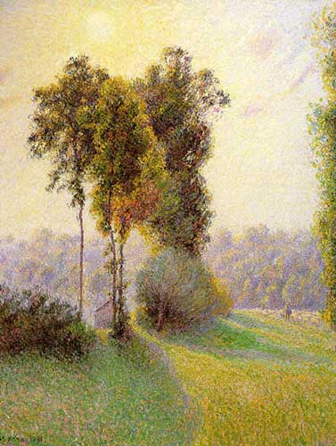 Painting Code#40607-Pissarro, Camille: Sunset at St. Charles, Eragny
