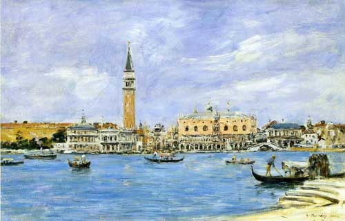 Painting Code#40617-Eugene-Louis Boudin - Venice, the Campanile, the Ducal Palace and the Piazzetta, View from San Giorgio