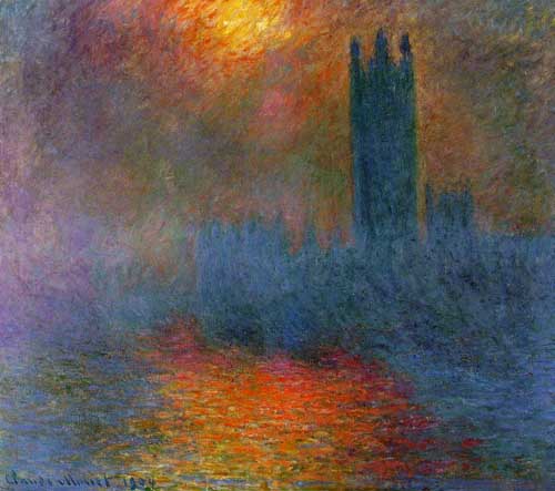 Painting Code#40618-Monet, Claude: Houses of Parliament, London, Sun Breaking Through the Fog