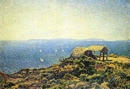 Painting Code#40637-Theo van Rysselberghe - Ile du Levant, View from Cape Benat, Brittany