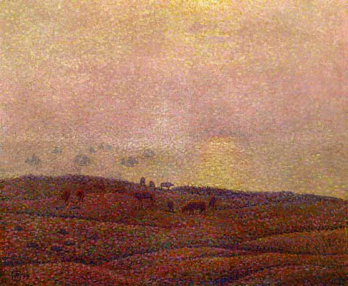 Painting Code#40639-Theo van Rysselberghe - Cows in a Landscape