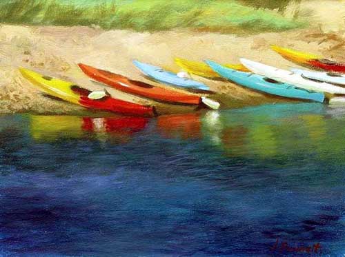 Painting Code#40661-Beached Kayaks