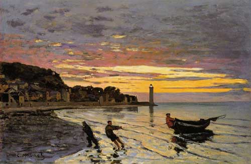 Painting Code#40676-Monet, Claude - Hauling a Boat Ashore, Honfleur