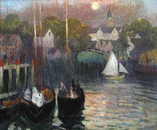 Painting Code#40685-HAYLEY LEVER: Moonlight over Smith&#039;s Cove, Gloucester
