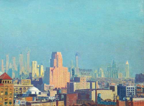Painting Code#40715-JAMES PERRY WILSON: Looking Uptown (View of Paramount Theater)
