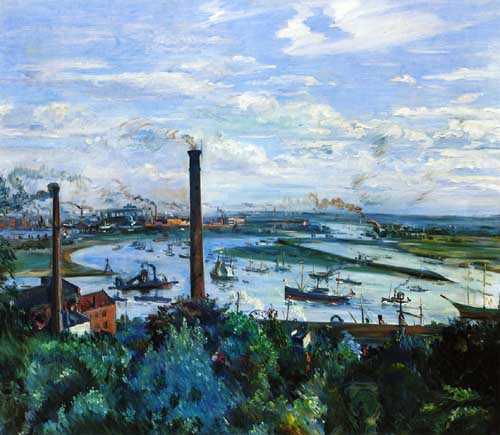 Painting Code#40716-Lovis Corinth - View of the Kohlbrand, Hamburg