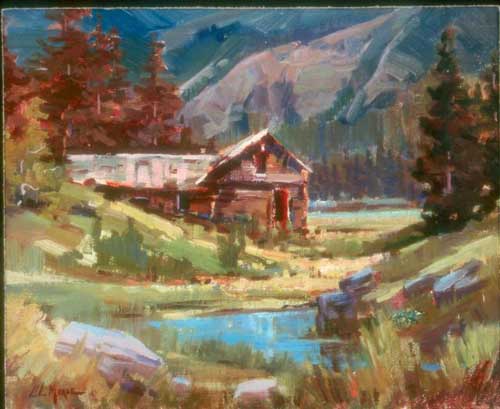 Painting Code#40717-Connie L Morse: Chama Cabin
