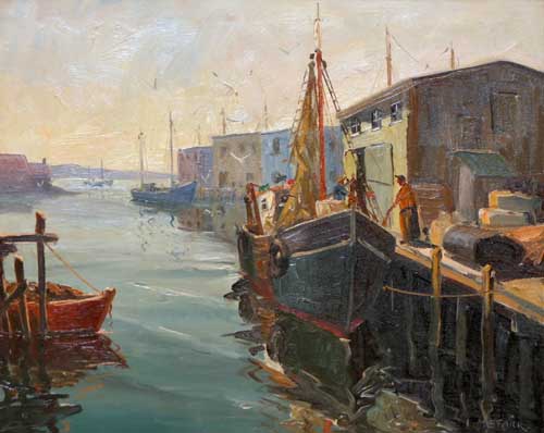 Painting Code#40753-Stark, Melville F.: New England Dock Scene