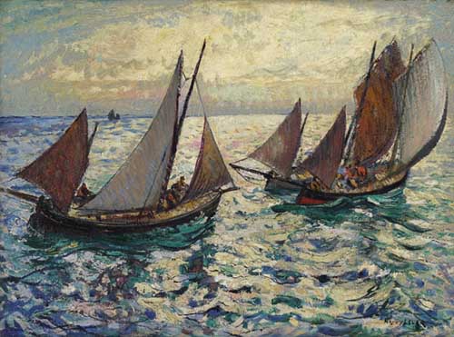 Painting Code#40782-RICHARD HAYLEY LEVER: Mackerel Fishing Boats