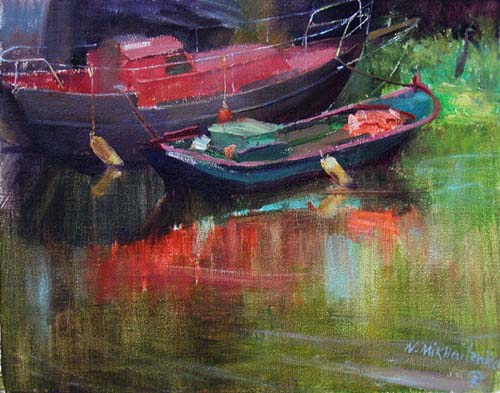 Painting Code#40789-Boats on the Canal