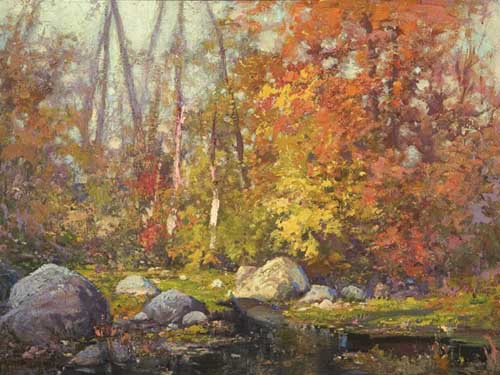 Painting Code#40806-GUY CARLETON WIGGINS(USA): Rocks and Trees