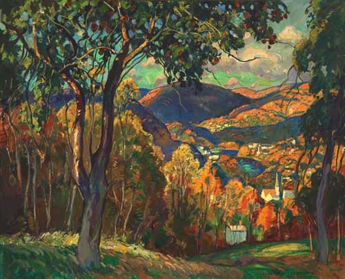 Painting Code#40807-WILLIAM LESTER STEVENS(USA): Berkshire Hills Off Mohawk Trail