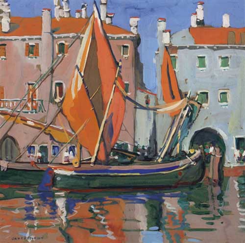 Painting Code#40809-JANE PETERSON(USA): Colorful Sails in Venice