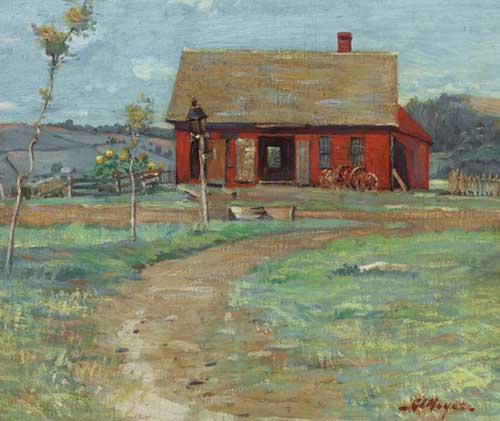 Painting Code#40820-GEORGE LOFTUS NOYES(USA): Village Blacksmith Shop