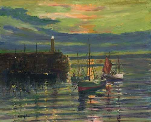Painting Code#40825-RICHARD HAYLEY LEVER(USA): Evening St. Ives Harbour