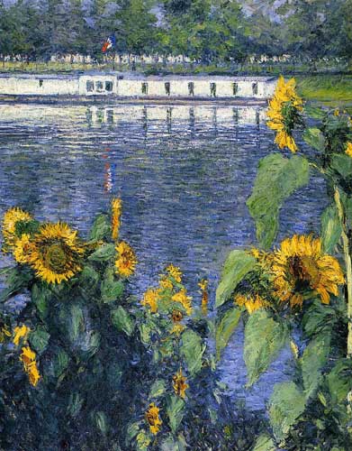 Painting Code#40850-Gustave Caillebotte: Sunflowers on the Banks of the Seine
