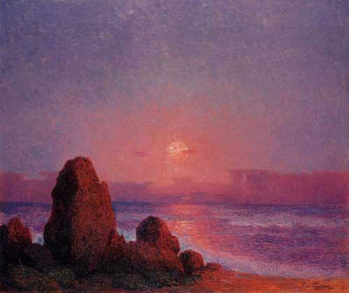 Painting Code#40876-Puigaudeau, Ferdinand Loyen Du(France): Sunset of the Breton Coast
