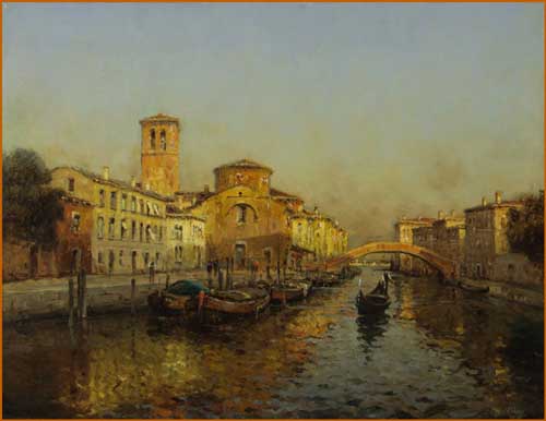 Painting Code#40901-Bouvard, Antoine(France): A Bridge over A Venetian Canal
