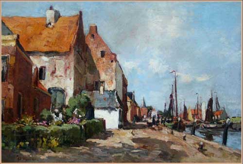 Painting Code#40914-Jan van Vuuren(Holland): De haven van Elburg