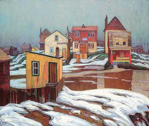 Painting Code#40948-Lawren Harris(Canadian, 1885-1970): January Thaw, Edge of Town