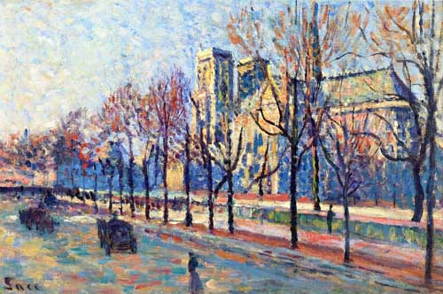 Painting Code#41055-Maximilien Luce - Notre-Dame, View from the Quay Montebello