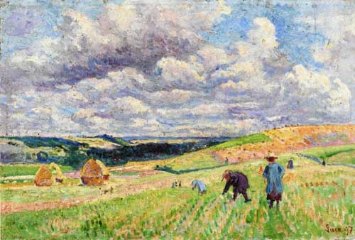 Painting Code#41061-Maximilien Luce - Children in the Fields