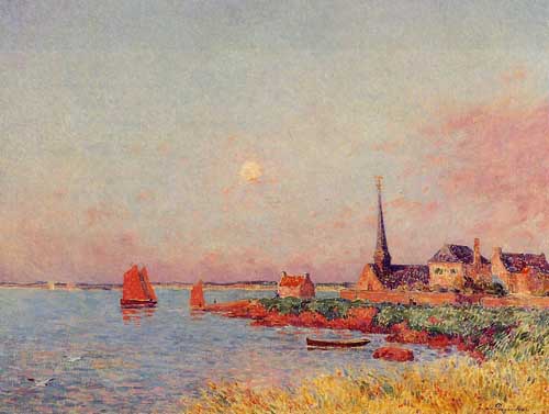 Painting Code#41080-Ferdinand du Puigaudeau - Breton Village by the Sea