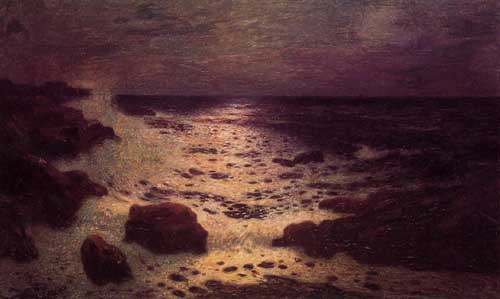 Painting Code#41084-Ferdinand du Puigaudeau - Moonlight on the Sea and the Rocks