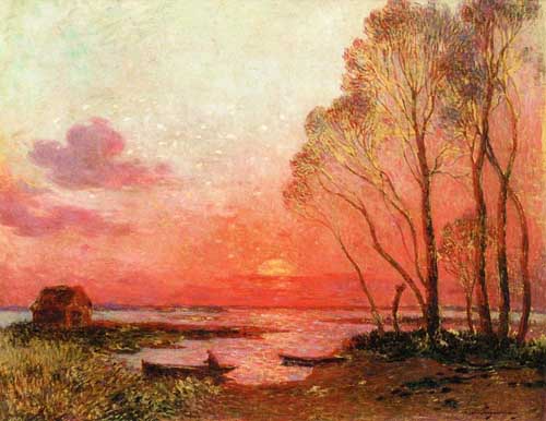 Painting Code#41090-Ferdinand du Puigaudeau - Sunset on the Briere