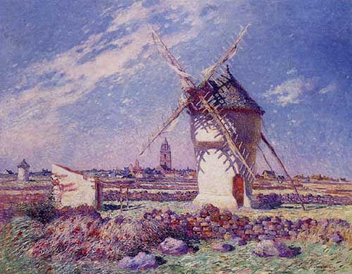 Painting Code#41095-Ferdinand du Puigaudeau - Windmills near the Town of Batz
