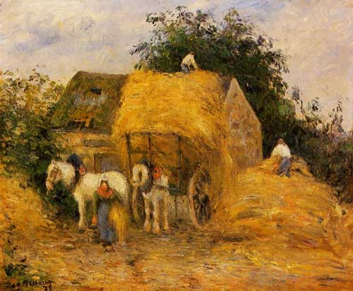Painting Code#41140-Pissarro, Camille - The Hay Wagon, Montfoucault