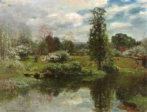 Painting Code#41160-John Joseph Enneking - Summer on the Lake