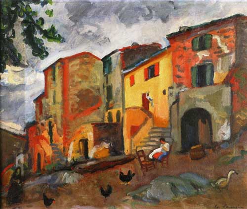 Painting Code#41167-Charles Camoin - Village Street, Collioure