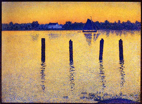 Painting Code#41176-Theo van Rysselberghe - Sailboats on the River Scheldt