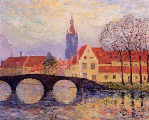 Painting Code#41180-Maxime Maufra - The Leguenay Bridge, Bruges