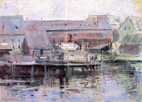 Painting Code#41190-John Twachtman - Waterfront Scene, Gloucester