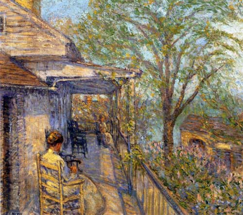 Painting Code#41193-Elmer Livingston MacRae - The Upper Porch at the Holley House
