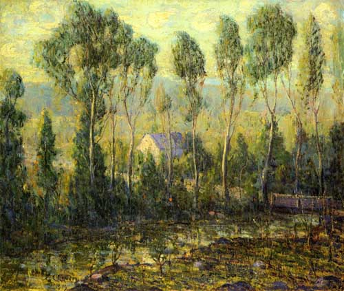 Painting Code#41202-Ernest Lawson - Poplars along a River